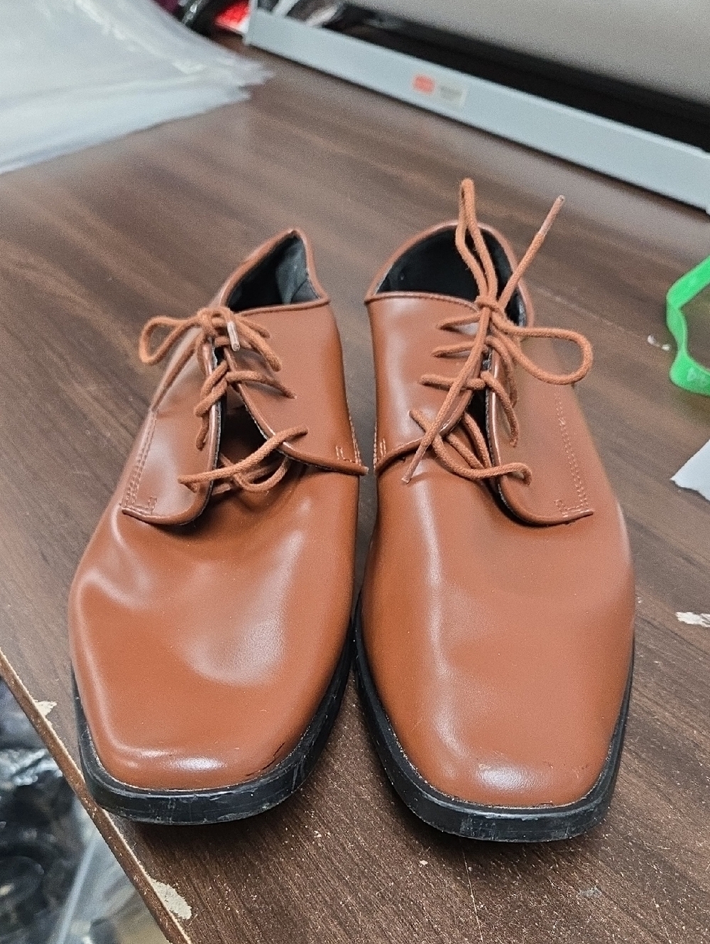 Joseph Abboud Size 10.5 Mahogany Brown Faux Leather Dress Shoe